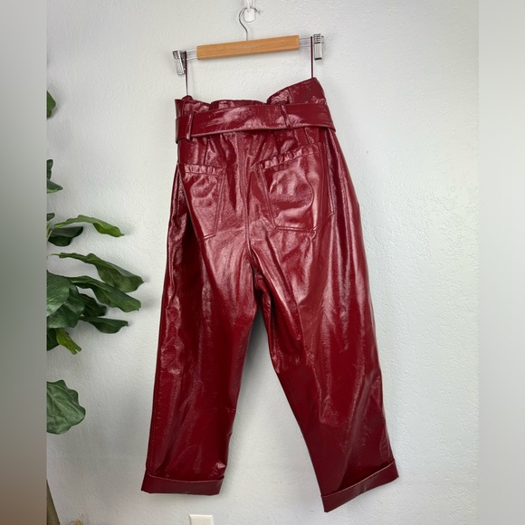 Nicholas Synthetic Faux Patent Leather Crinkle PVC Trouser Pants in Burgundy - Picture 10 of 10